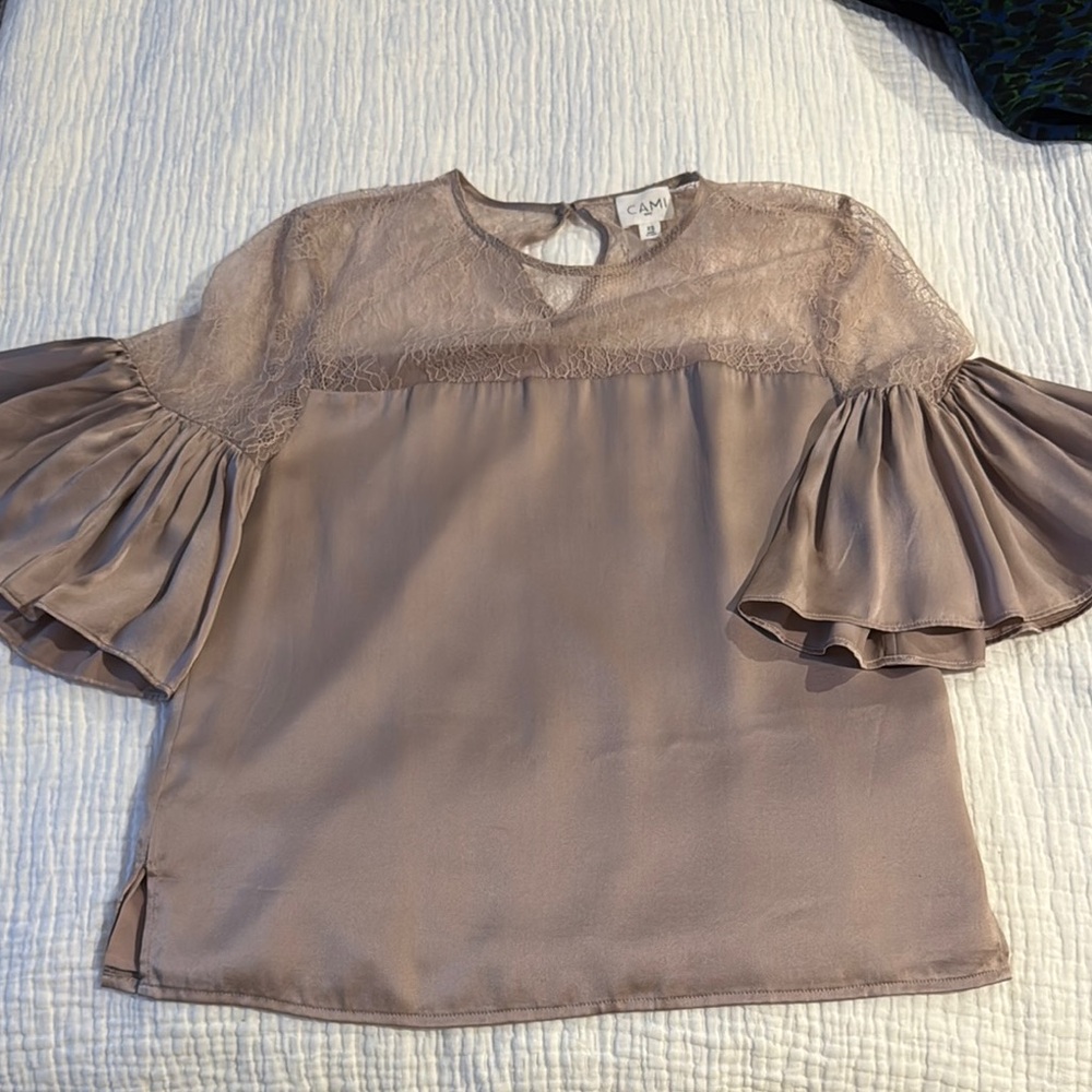 Cami NYC Lace Trim Blouse - Taupe
